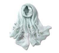 LumiSyne Foulard Soie De Mûrier Femme Écharpe En Mousseline Tulle Transparent Avec Broderie Feuille Léger Doux Écharpe Longue Hijab Châle De Protection Solaire Étole De Mariage Printemps Été Automne