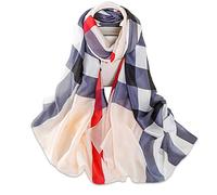 LumiSyne Foulards En Soie Écharpe à Carreaux Classiques Bow Plaid Foulards Couleur Etoles Châle De Plage Toute La Saison Pour Mariage Ou Quotidien