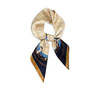 LumiSyne Foulards En Soie Femme Écharpe Carré 70×70cm Rétro Imprimé Motif Géométrique Chaîne Lettres Légers Satin Petits Écharpe Fichu Cravate Bandanas Foulard Cheveux Bandeau Au Poignet