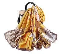 LumiSyne Foulards En Soie Femme Écharpe Imprimé Motif De Peintures Vintage Tournesol Floral Style Ethnique Écharpe Longue Grand Châle De Mariage Etoles De Plage Toute La Saison