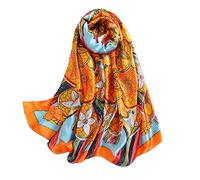 LumiSyne Foulards En Soie Femme Écharpe Imprimé Motif De Peintures Vintage Tournesol Floral Style Ethnique Écharpe Longue Grand Châle De Mariage Etoles De Plage Toute La Saison