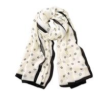LumiSyne Foulards En Soie Imprimé Floral Rose Echarpes Long Foulards Coloré Châle De Plage Style Doux Et Élégant Toute La Saison(blanco)