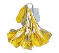 LumiSyne Foulards En Soie Imprimé Floral Rose Echarpes Long Foulards Coloré Châle De Plage Style Doux Et Élégant Toute La Saison (Floral Jaune)
