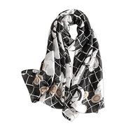 LumiSyne Foulards En Soie Peinture à l'Encre Artistique Imprimé Floral Élégant Echarpes Long Foulards Coloré Châle De Plage Toute La Saison Pour Mariage Ou Quotidien