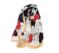 LumiSyne Foulards En Soie Peinture à l'Encre Artistique Imprimé Floral Élégant Echarpes Long Foulards Coloré Châle De Plage Toute La Saison Pour Mariage Ou Quotidien