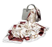 LumiSyne Foulards En Soie Rétro Imprimé Motif Géométrique Rayures Écharpe Doux Chaud d'Automne Hiver Etoles Châle De Plage Toute La Saison Pour Mariage Ou Quotidien