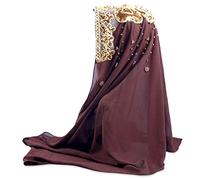 LumiSyne Hijab Mousseline Pour Femme Musulmane Voilée Jersey Hijab De Couleur Unie Avec Perles Paillettes Doré Doux Foulard De Tête Wrap Longue Écharpe Châle Foulard à Enfiler Croisé Turban Khimar