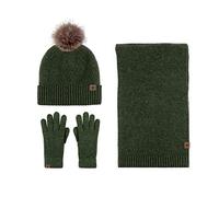 LumiSyne Hiver 3 En 1 Packs Bonnet Écharpe Et Gants Homme Femme Couleur Unie Rhombus Bonnet Tricoté Écharpe Longue Gants d'Écran Tactile Bonnet Avec Pompom Laine Douce Doublure Polaire Thermique
