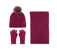 LumiSyne Hiver 3 En 1 Packs Bonnet Écharpe Et Gants Homme Femme Couleur Unie Rhombus Bonnet Tricoté Écharpe Longue Gants d'Écran Tactile Bonnet Avec Pompom Laine Douce Doublure Polaire Thermique