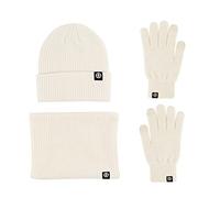 LumiSyne Hiver 3 En 1 Packs Bonnet Tricoté Écharpe Et Gants Homme Femme Couleur Unie Bonnet Tricoté Gants d'Écran Cache-Cou Avec Doublure Polaire Thermique Ensemble d'Hiver Chaud