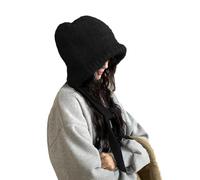 LumiSyne Hiver Bonnet Tricoté Femme Couleur Unie Tricot De Laine avec Cordon De Serrage Ajustable Double Usage Bonnet avec Oreillette Et Sac Bandoulière Balaclava Vintage Bonnet Slouch Chapeau Chaud