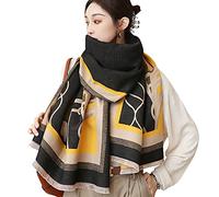 LumiSyne Hiver Écharpe Châle En Cachemire Pour Femmes Épissage De Couleur Motif Animalier Chaud Pashmina Foulards Frange Laine Douce Épaissie Etoles