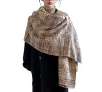 LumiSyne Hiver Écharpe Femme Pashmina Châles Et Écharpes Motif Camélia à Carreaux Style Romantique Élégant Echarpe En Cachemire Avec Gland Grande Longue Écharpe Épaissie Chaud Châle Etoles