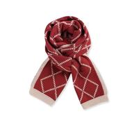 LumiSyne Hiver Écharpe Tricoté Femmes Hommes Réversibles Echarpe De Noël Double Face Bicolore Motif Carreaux En Losange Vintage Écharpe Longue Doux Chaud Écharpe à Col Cache-Cou Écharpe Rouge 180×29cm