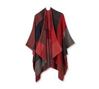 LumiSyne Hiver Poncho Châle en Cachemire Femmes Poncho Tricot Motif à Carreaux Bloc De Couleurs Ouverture Poncho Cardigan Tartan Châle Couverture Élégant Châle Etole Grand Chaud Echarpe Pashmina