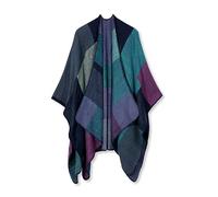 LumiSyne Hiver Poncho Châle en Cachemire Femmes Poncho Tricot Motif à Carreaux Bloc De Couleurs Ouverture Poncho Cardigan Tartan Châle Couverture Élégant Châle Etole Grand Chaud Echarpe Pashmina