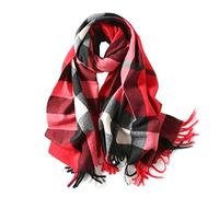 LumiSyne Hiver Senior Écharpe à Carreaux Foulard En Cachemire Avec Gland Pour Femmes Hommes Grand Tartan Châle Motif à Plaid Classique Doux Et Chaude Etoles,Taille unique,Rouge