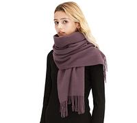 LumiSyne Hiver Senior Écharpe En Cachemire Pour Femme Couleur Unie Classique Écharpe En Laine Avec Frange Doux Longue Écharpe Pashmina Chaud Châle Etoles