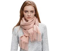 LumiSyne Hiver Senior Écharpe En Cachemire Pour Femme Couleur Unie Classique Écharpe En Laine Avec Frange Doux Longue Écharpe Pashmina Chaud Châle Etoles
