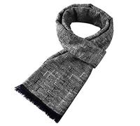 LumiSyne Hiver Senior Écharpe En Laine Pour Hommes Style d'Affaires Motif à Carreaux Rayé Classique Écharpe à Franges Doux Cachemire Longue Foulards