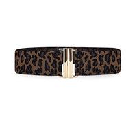 LumiSyne Large Ceinture Élastique Femmes Ceinture Extensible Dames Mode Alliage Boucle Respirant Canevas Ajustable Ceinture Léopard Vintage Ceinturon Pour Robe Manteau Chemise