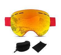 LumiSyne Lunettes De Ski Snowboard Pour Hommes Femmes Lentille Sphérique Double Couche OTG Masque Anti-Buée Coupe-Vent Protection UV400 Lunettes De Soleil De Ski Étui à Lunettes EVA