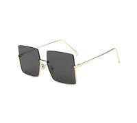 LumiSyne Lunettes De Soleil Carrées Femme Homme Surdimensionnées Métallique Demi Cerclées Lentilles Transparente Teintées Mode Rétro Protection UV400 Parasol Lunettes De Plein Air Voyage Décoratives
