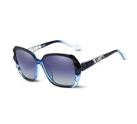 LumiSyne Lunettes de soleil Grande diamant carré Femme,Miroir Gradient Lunettes Polarisées UV400,Vogue Polycarbonate Strass Monture,En plein air Voyage Boite cadeau(Bleu gradient)