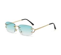 LumiSyne Lunettes De Soleil Rectangulaires Sans Monture Femme Homme Petit Cadre Carré Vintage Lentilles Dégradé Transparent Protection UV400 Anti-Éblouissement Lunettes Mode Voyage Conduite Vacances