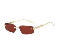 LumiSyne Lunettes De Soleil Rectangulaires Sans Monture Femme Homme UV400 Lentilles Dégradé Transparent Branches En Métal Riveté Tendance Vintage Petit Cadre Carré Lunettes Mode Voyage Vacances