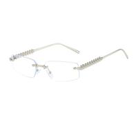 LumiSyne Lunettes De Soleil Rectangulaires Sans Monture Femme Homme UV400 Lentilles Dégradé Transparent Branches En Métal Riveté Tendance Vintage Petit Cadre Carré Lunettes Mode Voyage Vacances