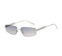 LumiSyne Lunettes De Soleil Rectangulaires Sans Monture Femme Homme UV400 Lentilles Dégradé Transparent Branches En Métal Riveté Tendance Vintage Petit Cadre Carré Lunettes Mode Voyage Vacances
