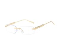 LumiSyne Lunettes De Soleil Rectangulaires Sans Monture Femme Homme UV400 Lentilles Dégradé Transparent Branches En Métal Riveté Tendance Vintage Petit Cadre Carré Lunettes Mode Voyage Vacances