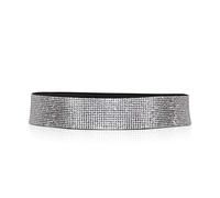LumiSyne Mode Ceinture En Cuir Pour Femmes Ceinture Élastique Sans Boucle Diamant Brillant Strass Décoré Taille Ajustable Ceinture Robe(Mince)