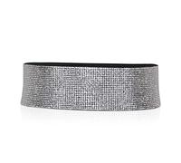 LumiSyne Mode Ceinture En Cuir Pour Femmes Ceinture Élastique Sans Boucle Diamant Brillant Strass Décoré Taille Ajustable Ceinture Robe(Large)