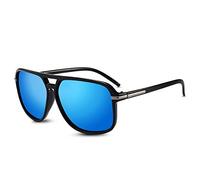 LumiSyne Mode Lunettes De Soleil Conduite Hommes Lunettes De Soleil Polarisées Miroir Ultra Léger Monture Carré Rétro Double Pont UV 400 De Plein Air Voyage Coffret Cadeau Bleu
