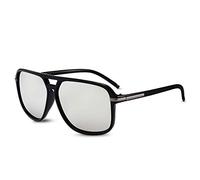 LumiSyne Mode Lunettes De Soleil Conduite Hommes Lunettes De Soleil Polarisées Miroir Ultra Léger Monture Carré Rétro Double Pont UV 400 De Plein Air Voyage Coffret Cadeau Argent