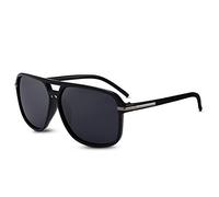 LumiSyne Mode Lunettes De Soleil Conduite Hommes Polarisées Ultra Léger Monture Carré Rétro Double Pont UV 400 De Plein Air Voyage Coffret Cadeau Noir