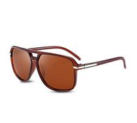 LumiSyne Mode Lunettes De Soleil Conduite Hommes Polarisées Ultra Léger Monture Carré Rétro Double Pont UV 400 De Plein Air Voyage Coffret Cadeau Marron