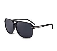 LumiSyne Mode Lunettes De Soleil Conduite Hommes Polarisées Ultra Léger Monture Carré Rétro Double Pont UV 400 De Plein Air Voyage Coffret Cadeau Noir mat