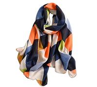 LumiSyne Printemps Écharpe Femmes Fille Doux Mince Coton Écharpe Couleurs Mélangées Géométrique Lettre Motif Mode Châle Chaud Etoles