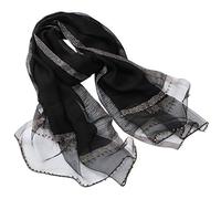 LumiSyne Printemps Nouveau Style Foulards En Soie De Mousseline Femme Écharpe De Couleur Unie Élégante Soie Avec Tulle Décoration Perlée Etoles Longue Châle De Protection Solaire