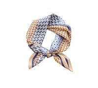 LumiSyne Rétro Foulards En Soie Pour Femme Écharpe Carré Motif Géométrique Élégant Épissage De Couleur Artistique Soie Satinée De Haute Qualité Bandanas Bandeau Au Poignet Cadeaux Accessoires Senior