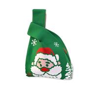 LumiSyne Sac à Nœud Poignet Petit Crochet Sacs Fourre-Tout Motif Thème De Noël Sacs Cadeau De Noël Pour Bonbons Surprises Poignée Portable Mini Tote Bag Sac à Main En Tricot