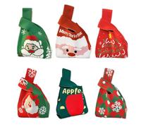 LumiSyne Sac à Nœud Poignet Petit Crochet Sacs Fourre-Tout Motif Thème De Noël Sacs Cadeau De Noël Pour Bonbons Surprises Poignée Portable Mini Tote Bag Sac à Main En Tricot