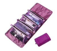 LumiSyne Trousse De Toilette Amovible 4 en 1 Trousse De Maquillage à Suspendre Et Enroulable Sac De Salle De Bain pour Voyage Sac à Cosmétiques en Maille Portable Pliable Organisateur Cosmétique