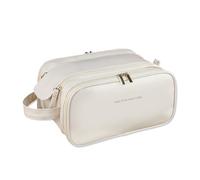 LumiSyne Trousse De Toilette Voyage Trousse De Maquillage Grande Capacité Portable Trousse De Cosmétiques avec Double Fermeture Éclair Large Ouverture Cuir PU Imperméable Sac De Toilette Organisateur