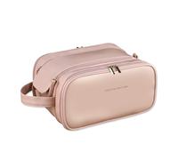 LumiSyne Trousse De Toilette Voyage Trousse De Maquillage Grande Capacité Portable Trousse De Cosmétiques avec Double Fermeture Éclair Large Ouverture Cuir PU Imperméable Sac De Toilette Organisateur