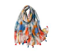 LumiSyne Voile Écharpe Femme Imprimé Floral Plante Motif Géométrique Avec Gland Bicolore Châle Transparent Léger Étole Longue Douce Foulard