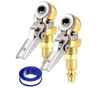 LUMITECO Lot de 2 mandrins à Billes fermées NPT Femelle de 6,35 mm avec Clip, gonfleur de Pneu avec mandrin à air à Connexion Rapide, mandrins à air à Clipser pour pneus pour Camion, Camping-Car